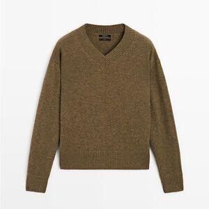 Mossimo Dutti Italian Yarn Wool Alpaca Blend V Neck Sweater Womens Medium